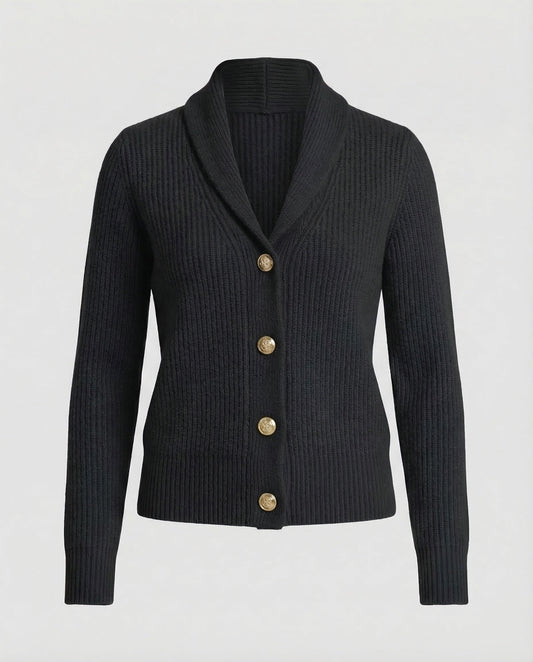 Knit Cardigan | Lapel Collar Button-Front Cardigan