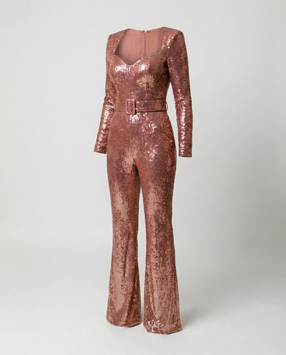Women's Jumpsuit | Sequin Long-Sleeve Jumpsuit