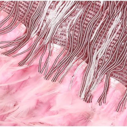 Women's Dress | Sequin Feather-Hem Cocktail Dress