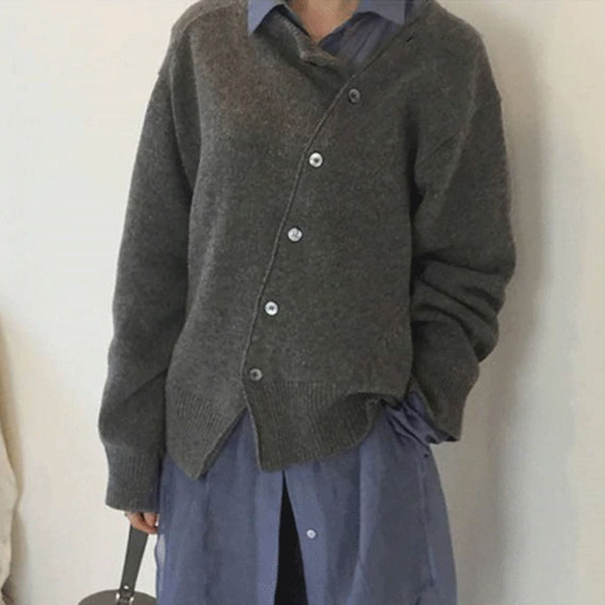 Wrap Cardigan | Asymmetric Button Knit Jacket
