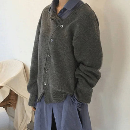 Wrap Cardigan | Asymmetric Button Knit Jacket
