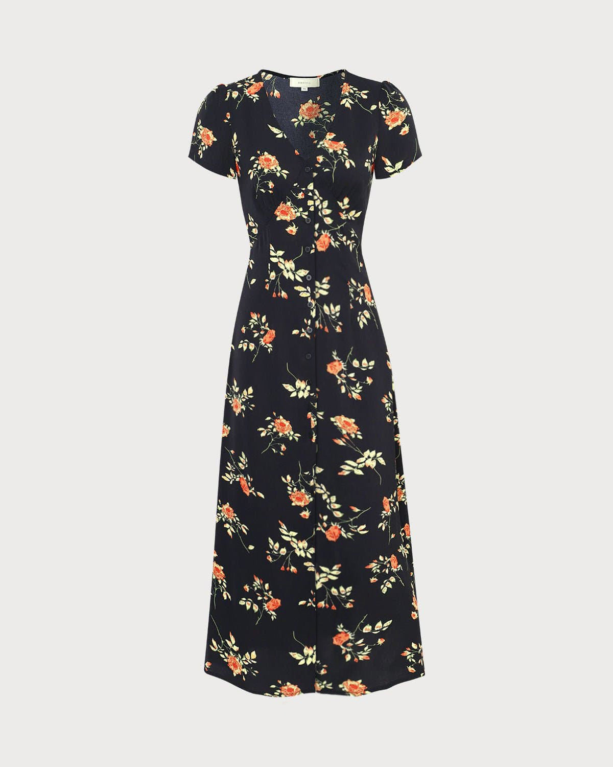 Women's Dress | Floral V-Neck Short-Sleeve Maxi Dress