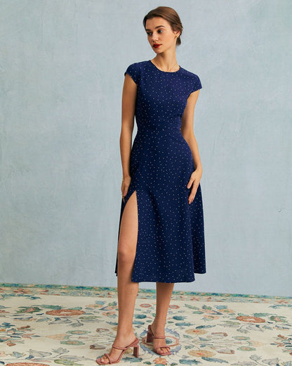 Women's Dress | Polka Dot Cut-Out Midi Dress