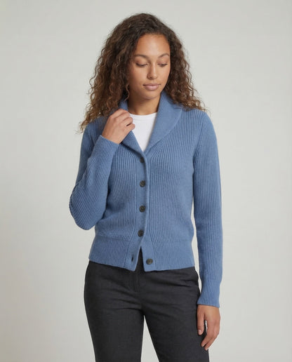 Knit Cardigan | Lapel Collar Button-Front Cardigan
