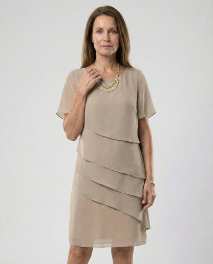 Women's Dress | Chiffon Tiered Short-Sleeve Dress