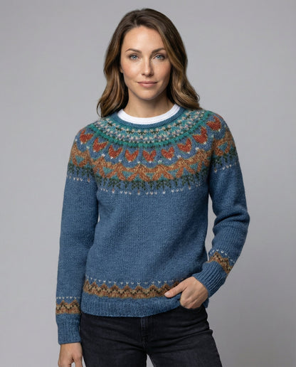 Women's vintage-pattern linen knit jumper