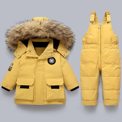 Kids' padded coat and overall winter set