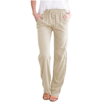 Women's lightweight cotton-linen summer trousers