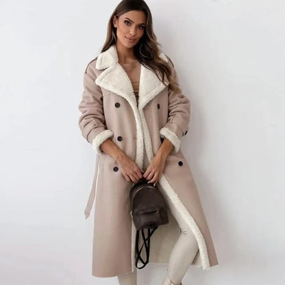 Long Winter Coat | Fleece-Lined Teddy Collar Coat