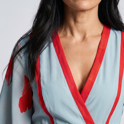 Floral Wrap Maxi Dress | Deep-V Linen Maxi
