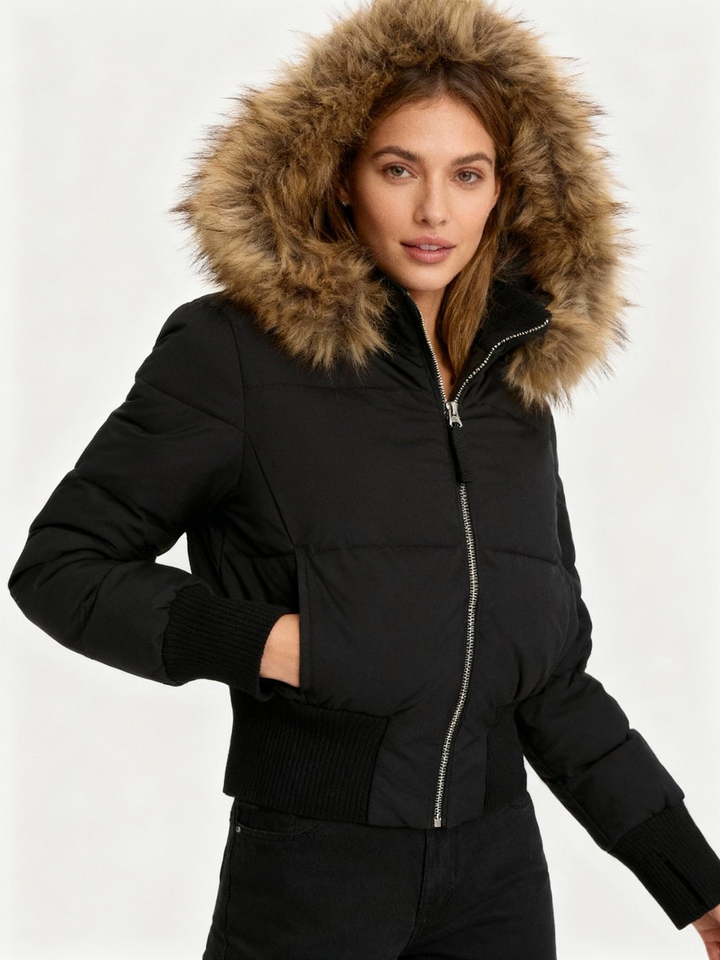 Quilted Winter Jacket | Faux Fur Hood Puffer
