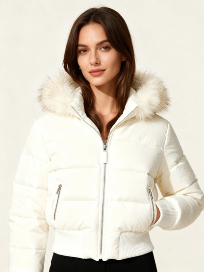 Quilted Winter Jacket | Faux Fur Hood Puffer