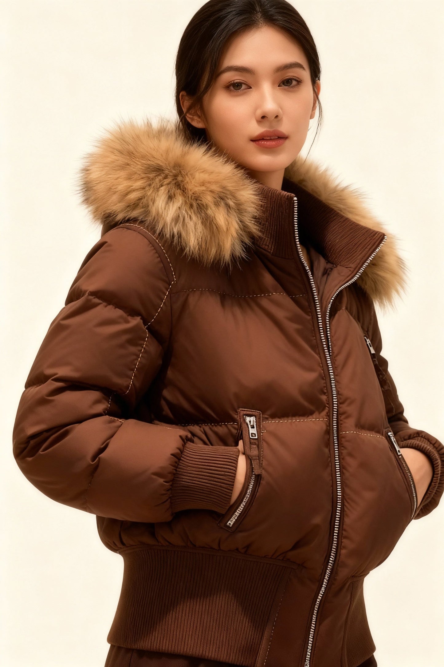 Quilted Winter Jacket | Faux Fur Hood Puffer